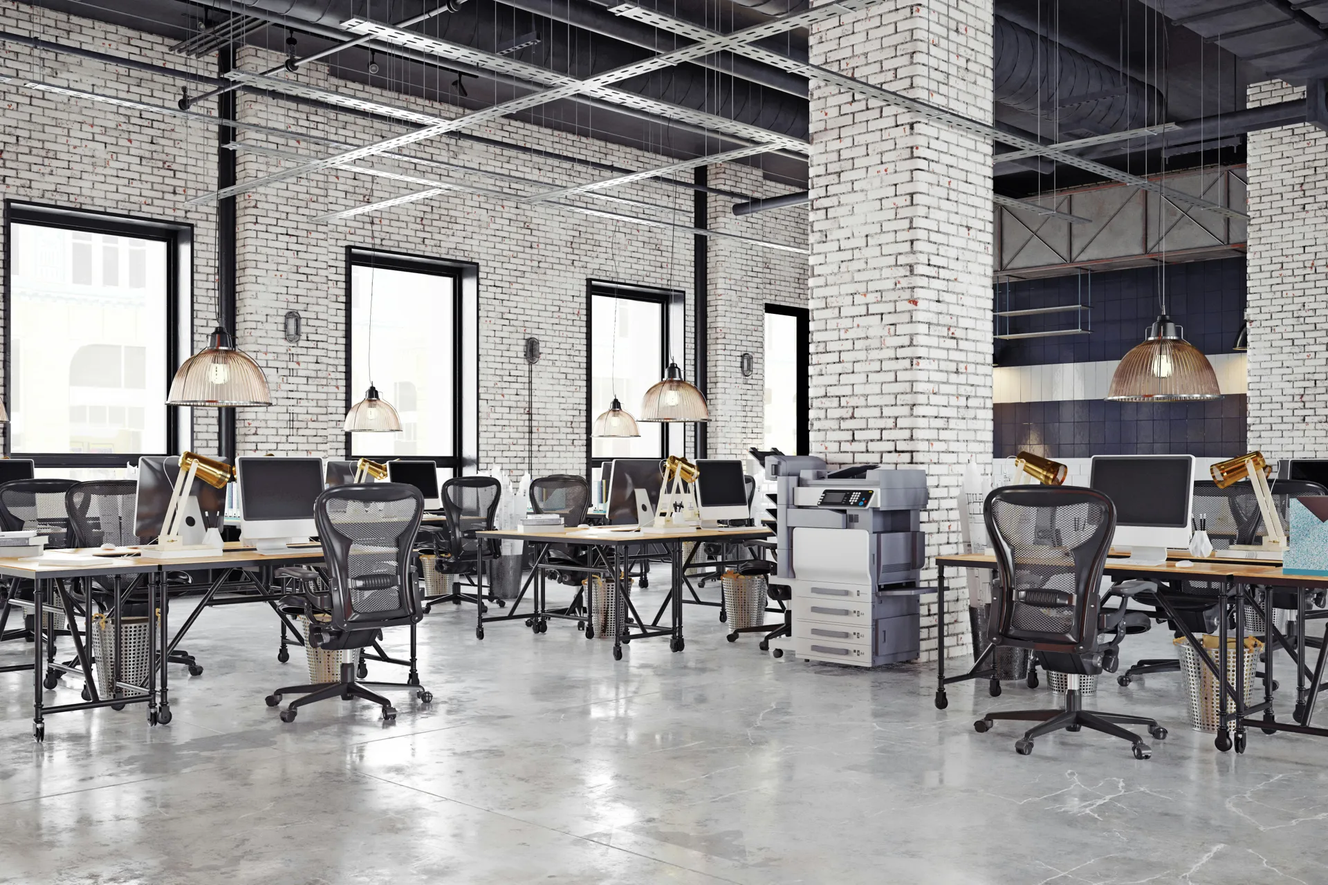 polished concrete floor in a Gatineau loft office space