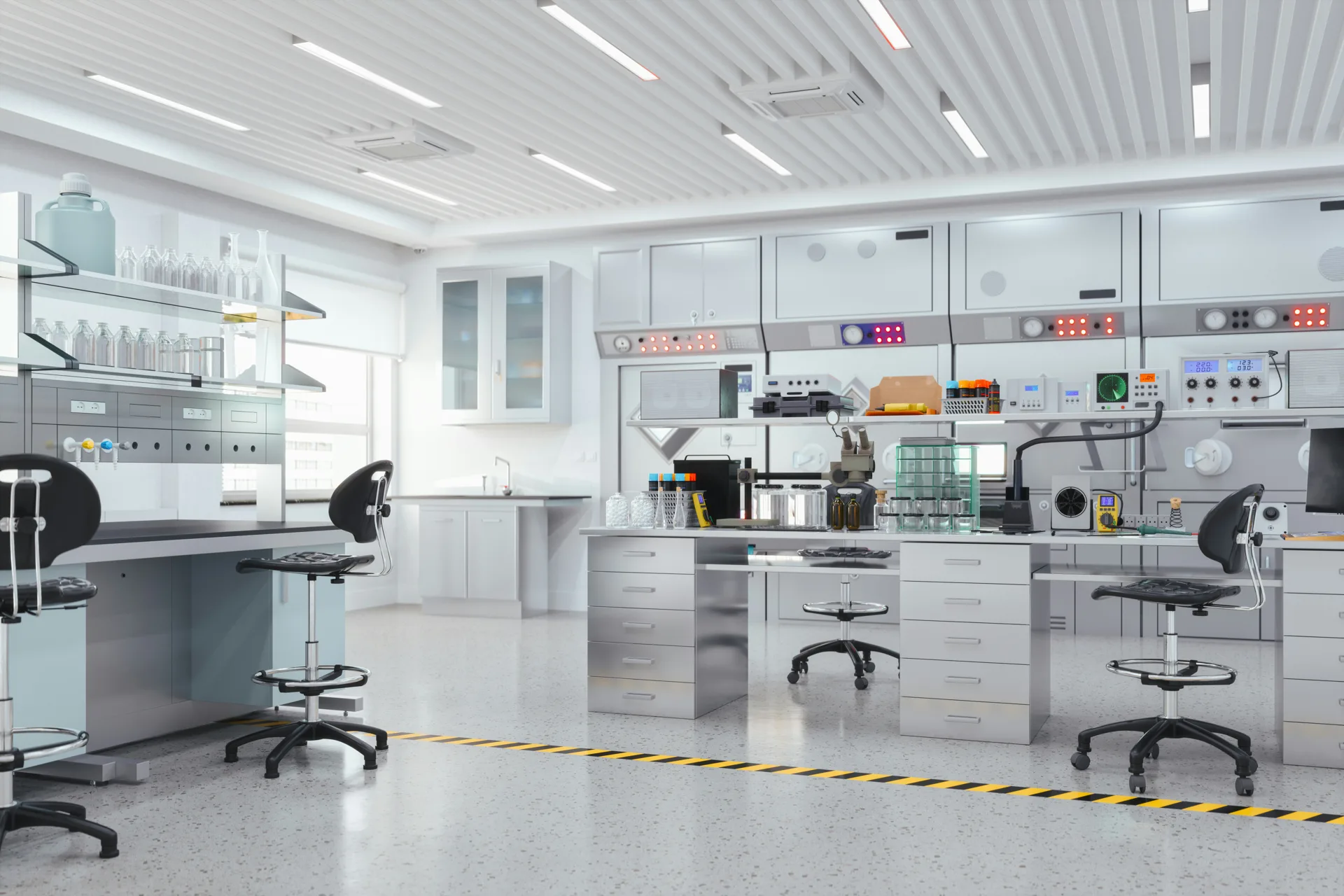 seamless clean-room concrete floor at a Gatineau technology facility