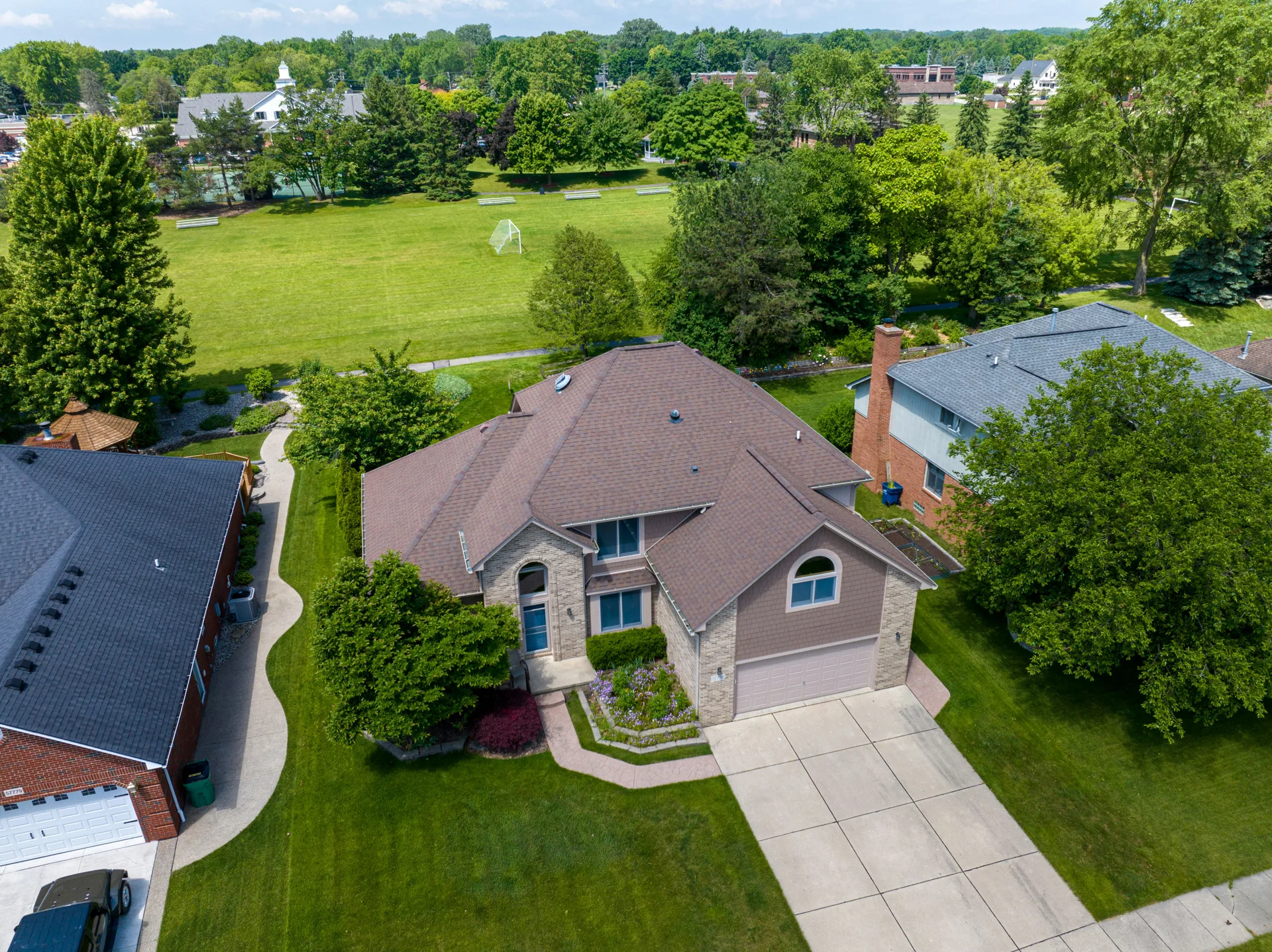 aerial view of a finished concrete driveway in Barrhaven
